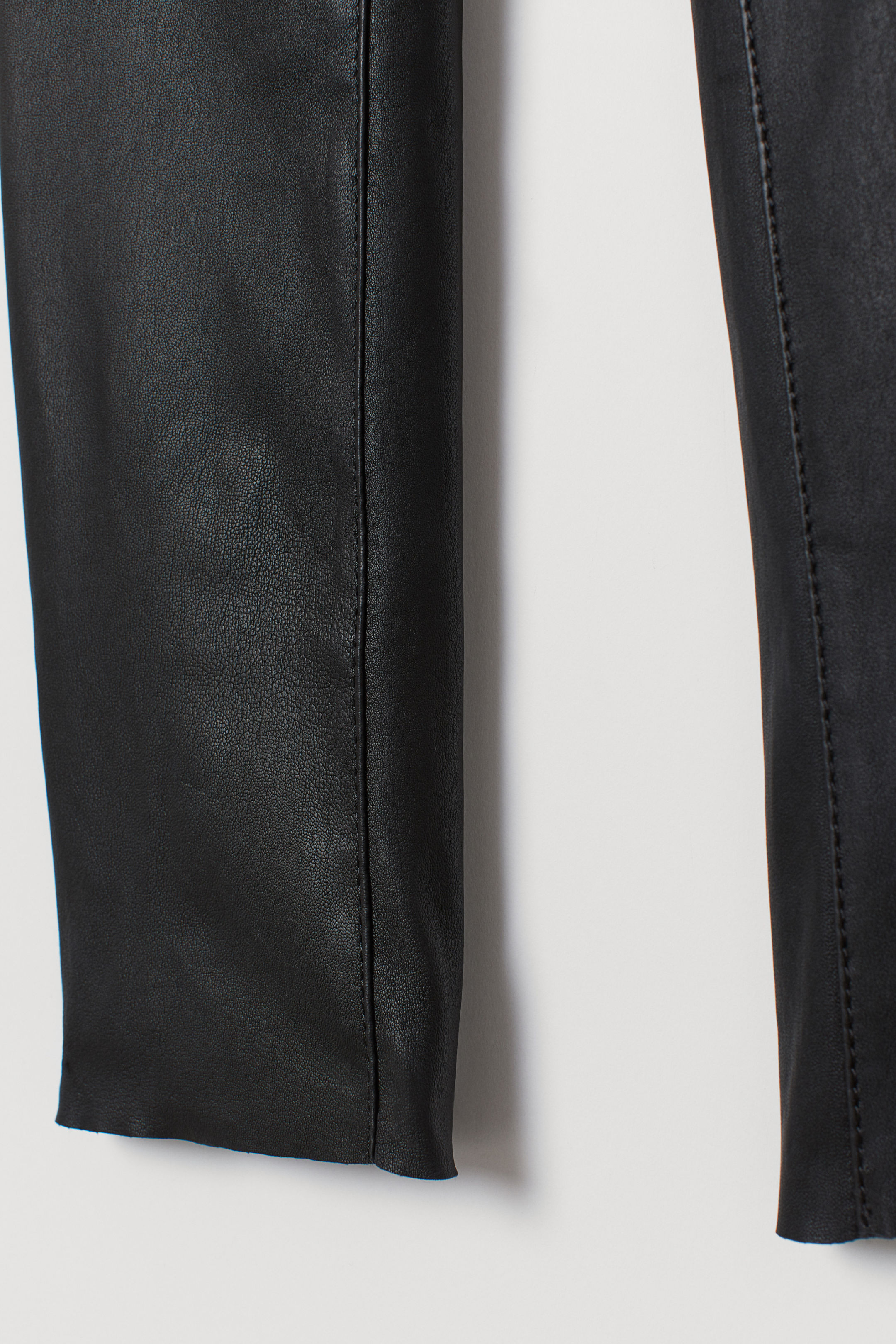 HMGYH satina high waisted leggings for women Split Hem PU Leather Skinny  Pants (Color : Black, Size : S)