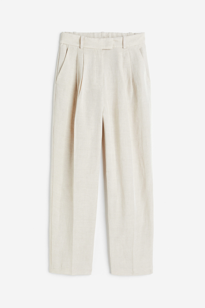 Buy Tapered linen-blend trousers online in Kuwait
